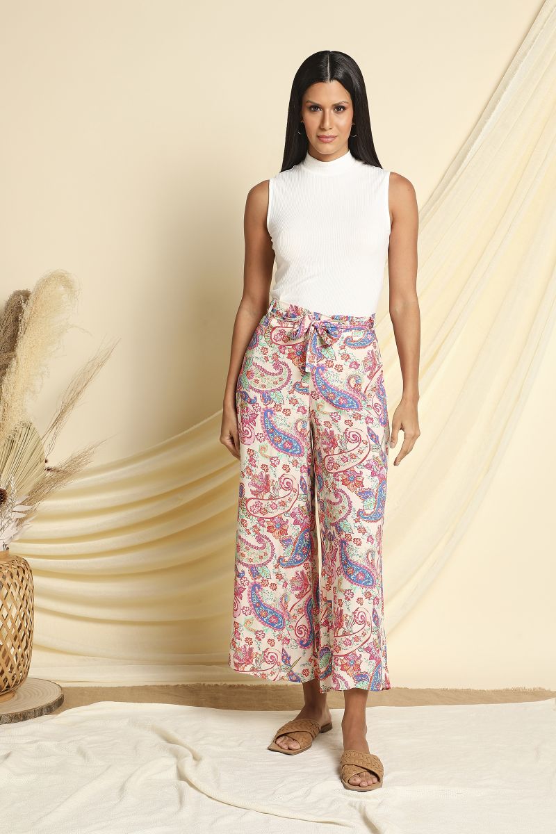 Paisley Print Wide Fit Trousers