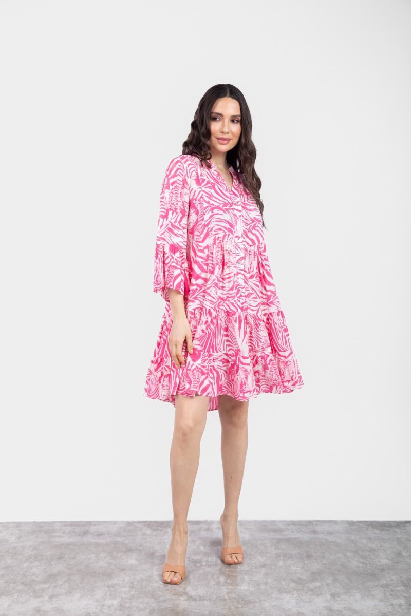 Pink & White Zebra Print Short Dress
