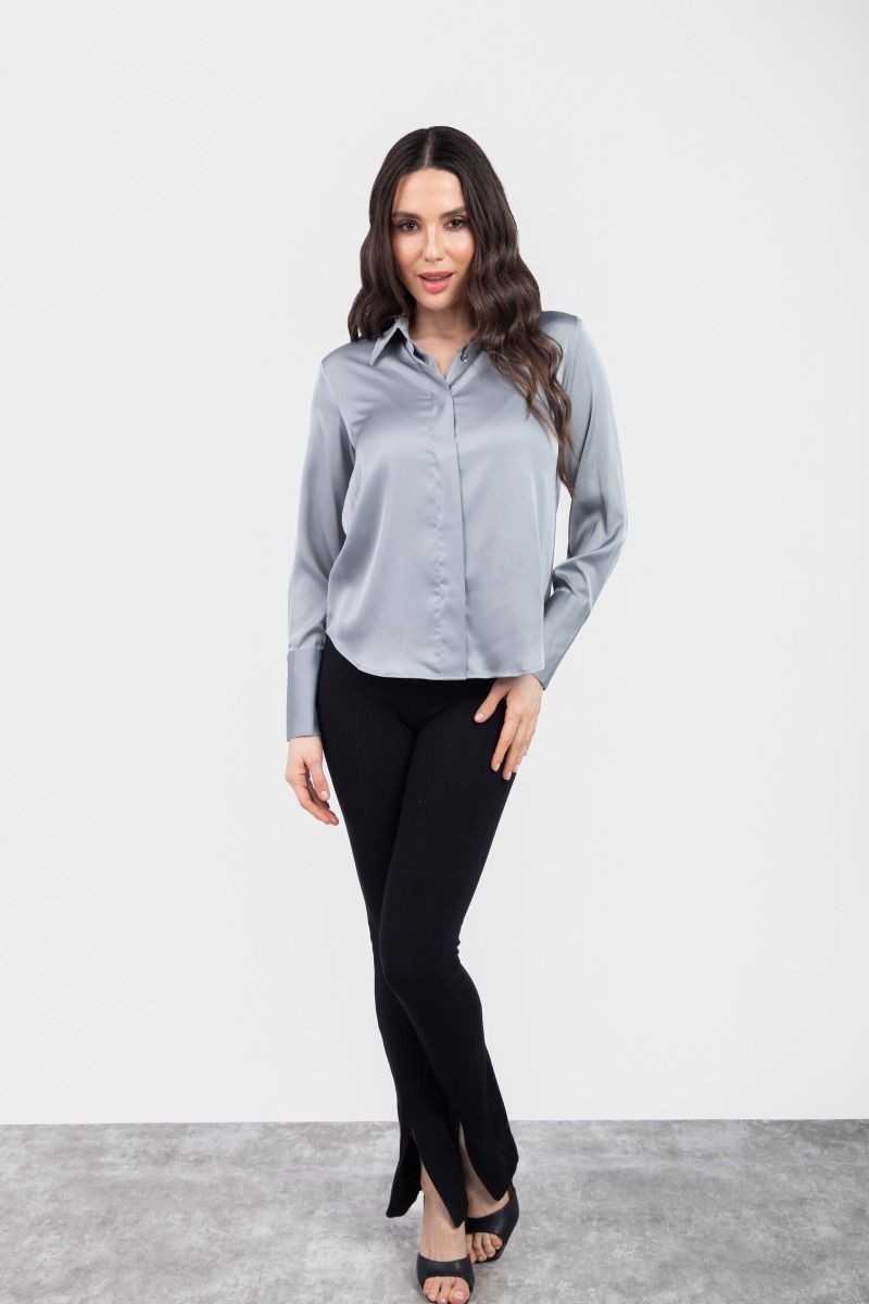 Grey Silk Formal Shirt