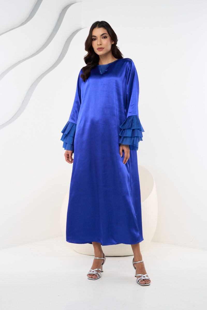 Blue Kaftan with Flounce Sleeves