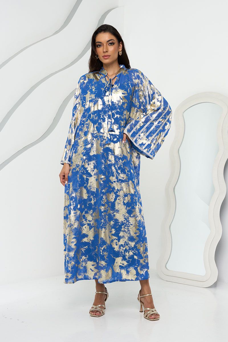 Blue Shimmer Front Tie Kaftan