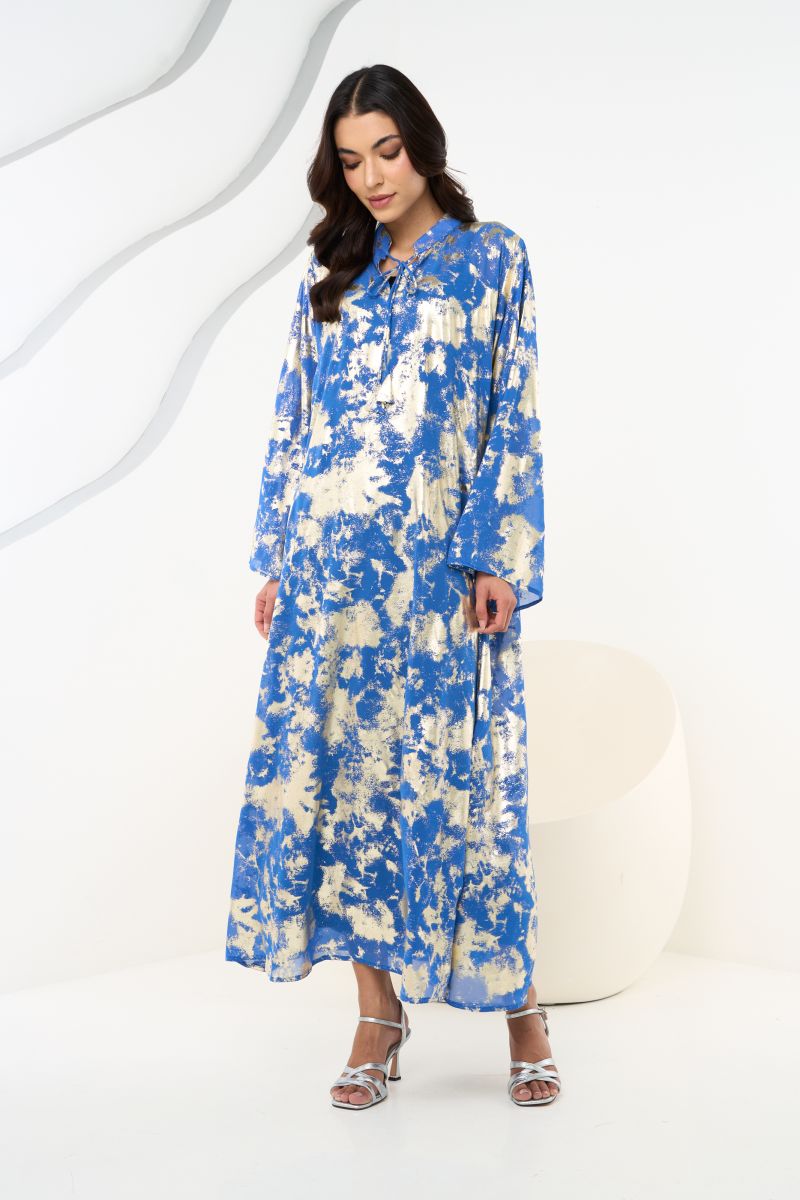 Blue Shimmer Front Tie Kaftan