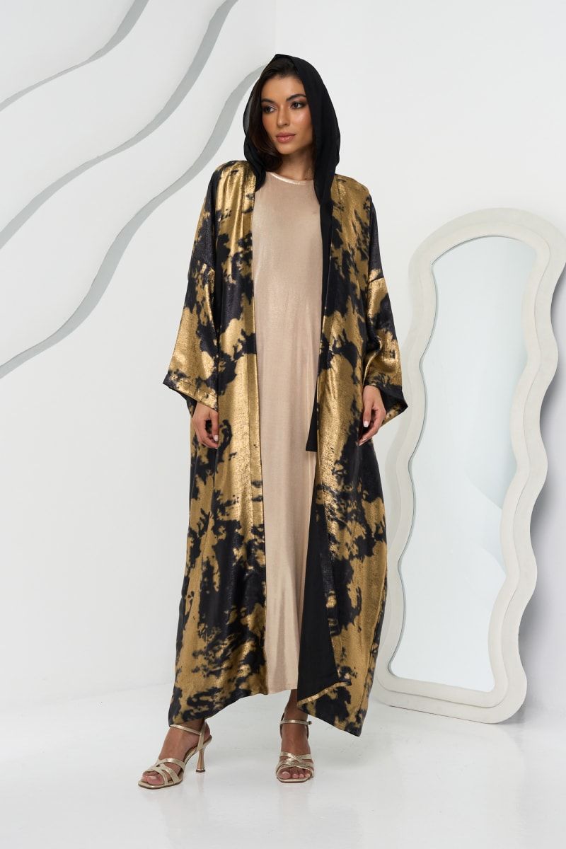 Black and Gold Abaya with Sheila