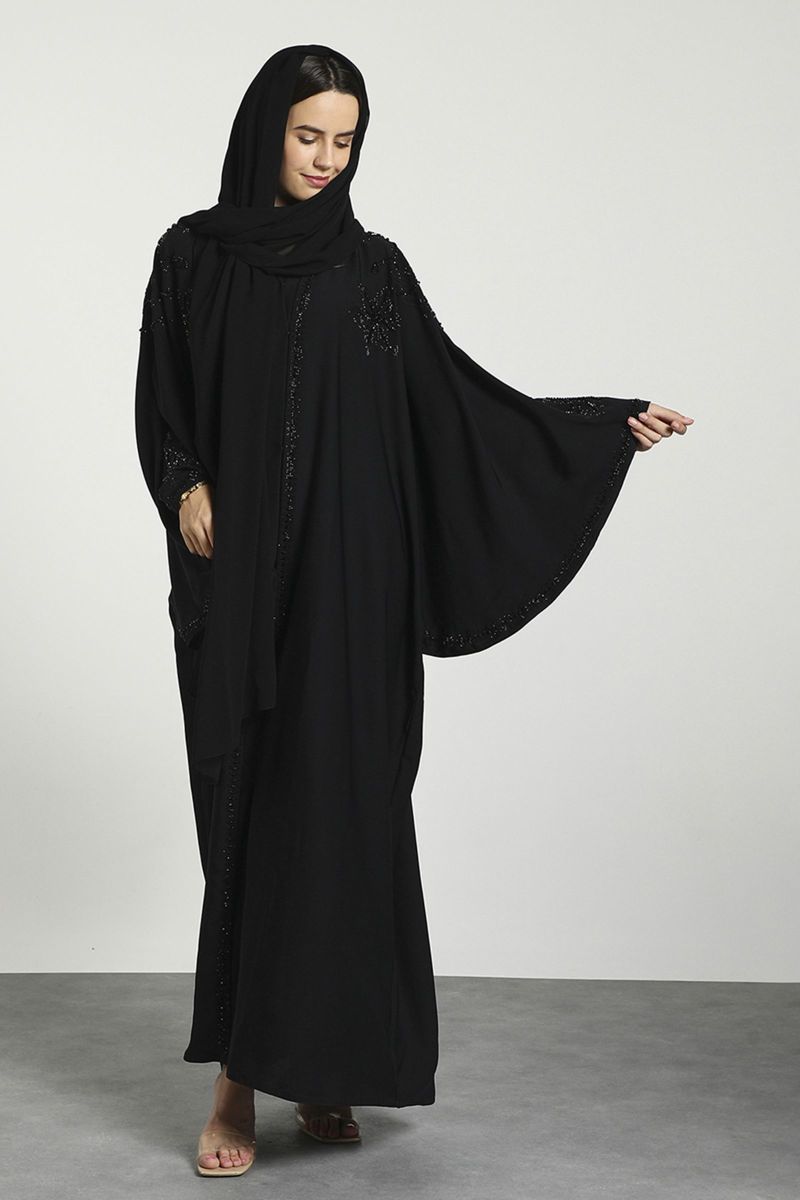 Black abaya with Bat-Wing Sleeves