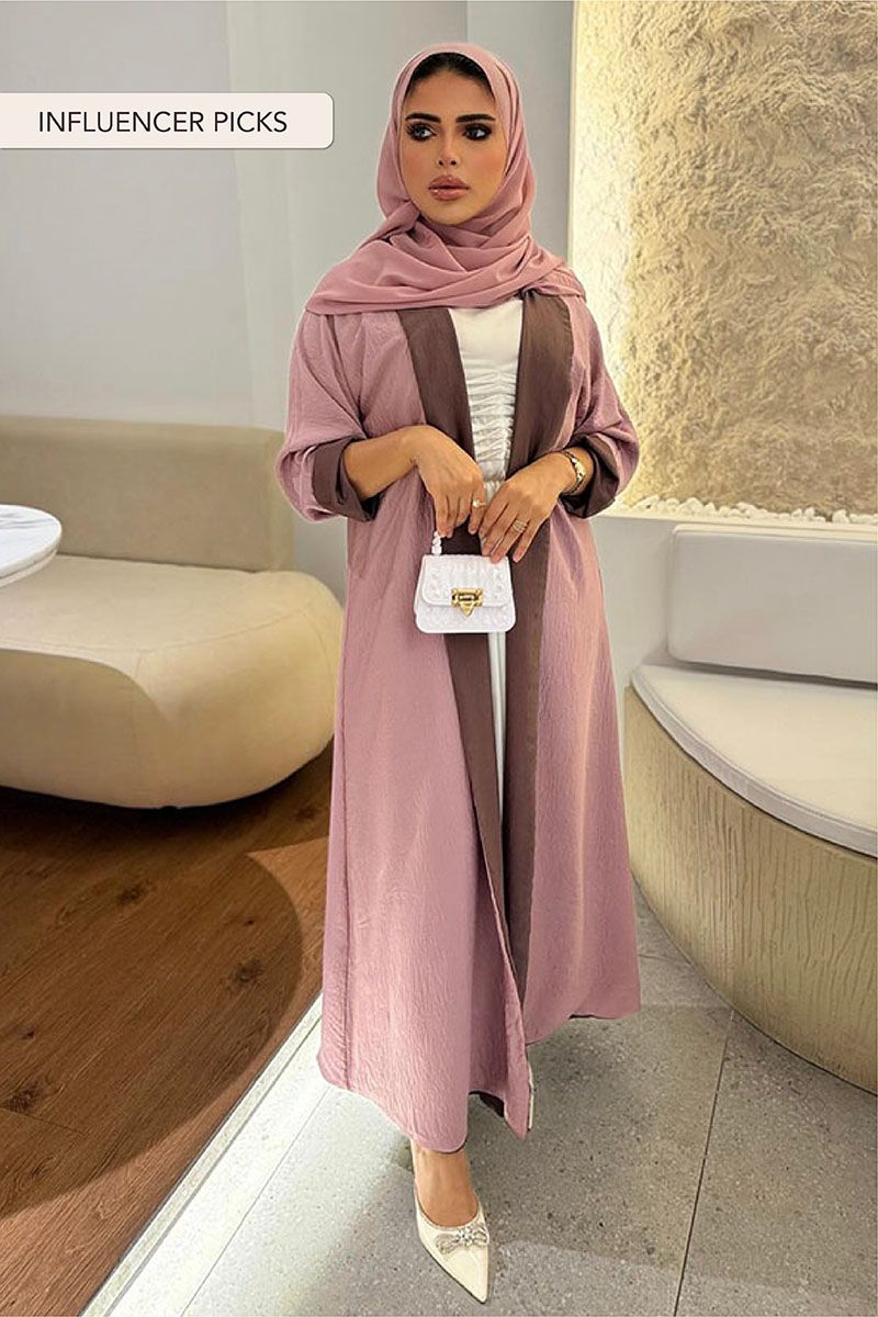 Pink Plum Reversible Abaya with Sheila