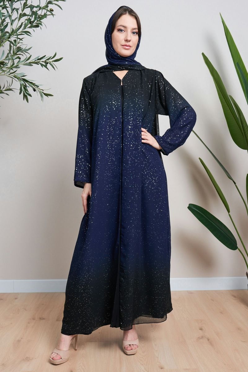 Shimmer Ombre Abaya with Sheila