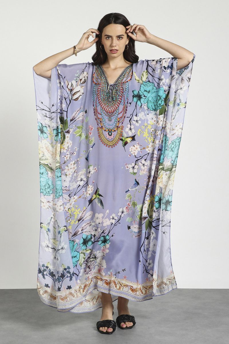 Purple deep V-neck Kaftan dress