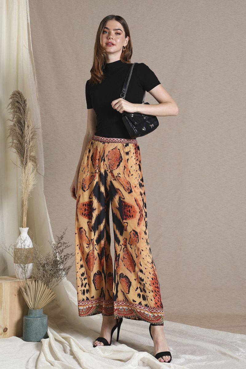 Animal Printed Wide Fit Trousers