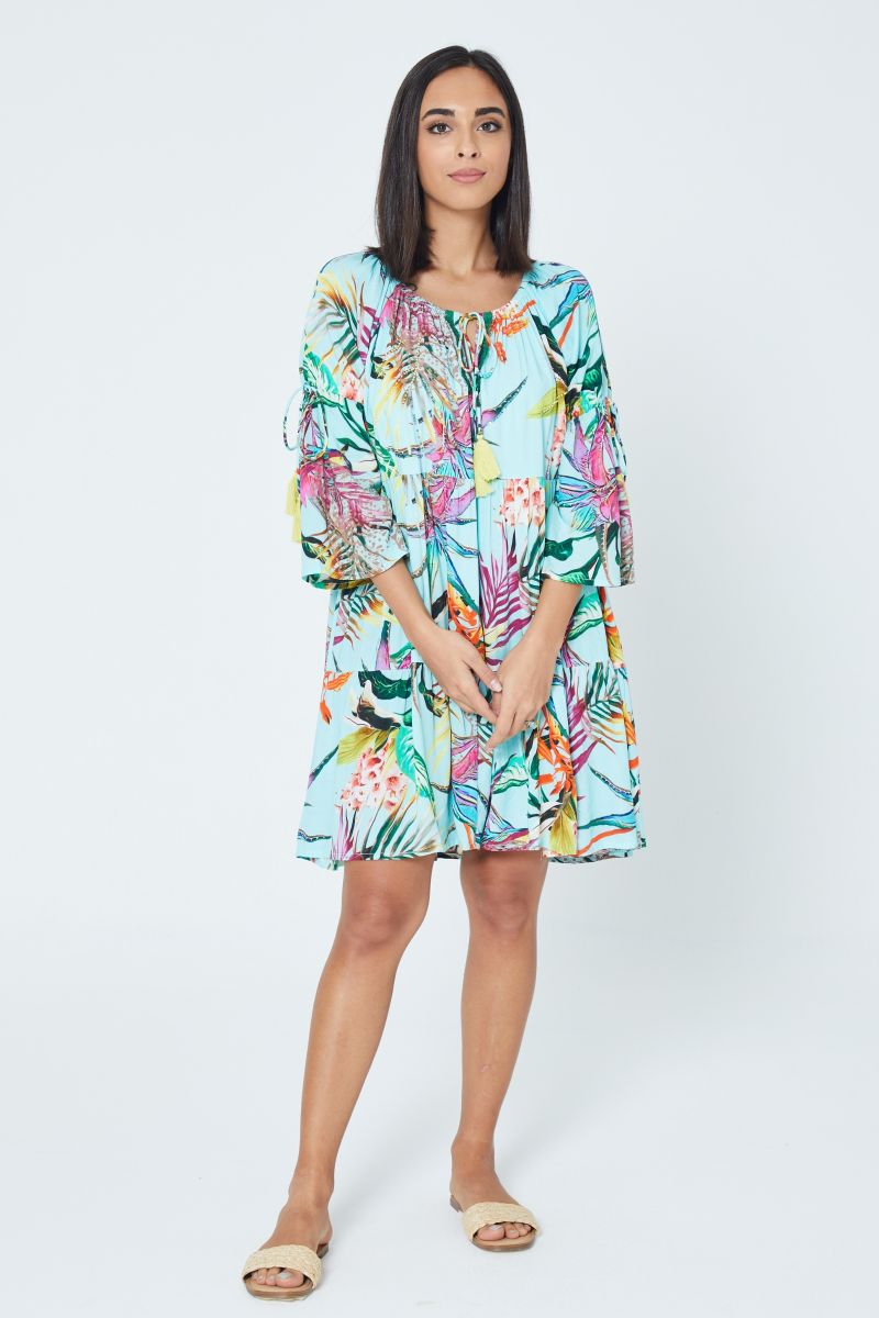 Botanical Printed Multi Tiered Dress