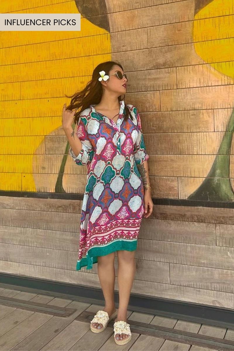 Multicolor Printed Straight Dress