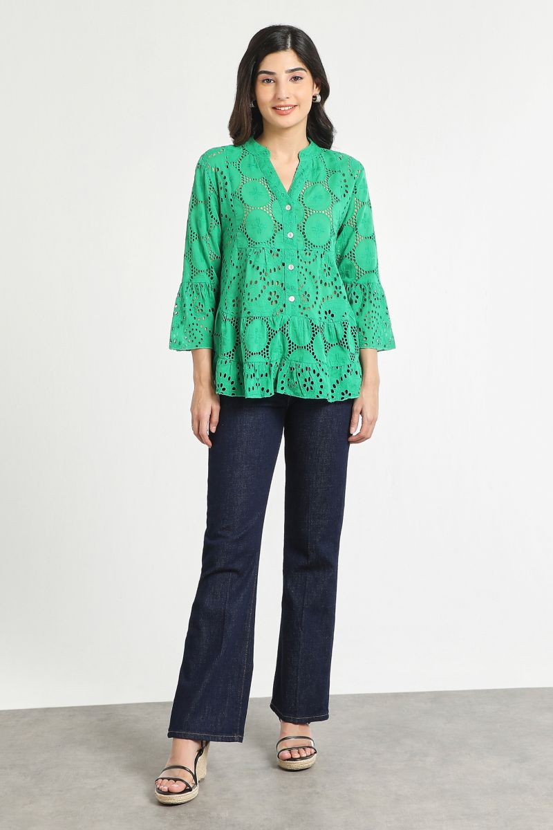 Green shirt with bell sleeves