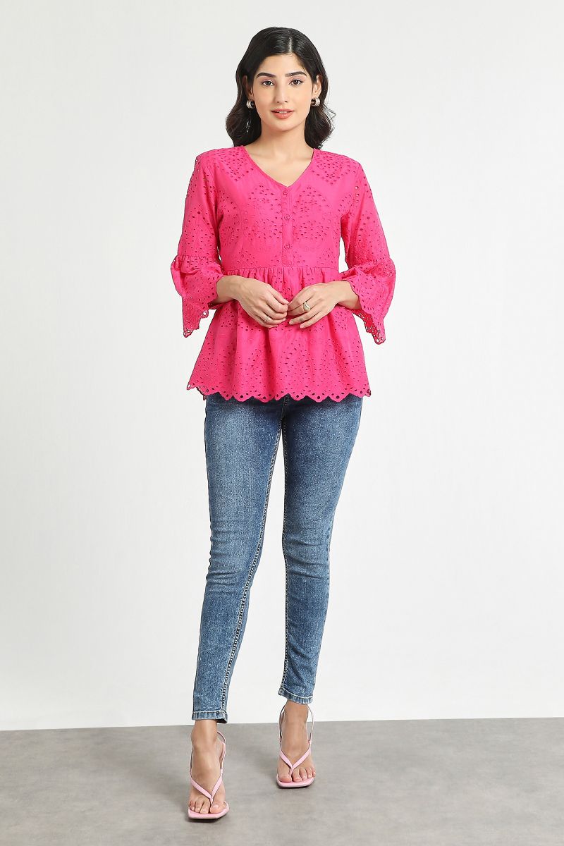 Pink fit and flair top