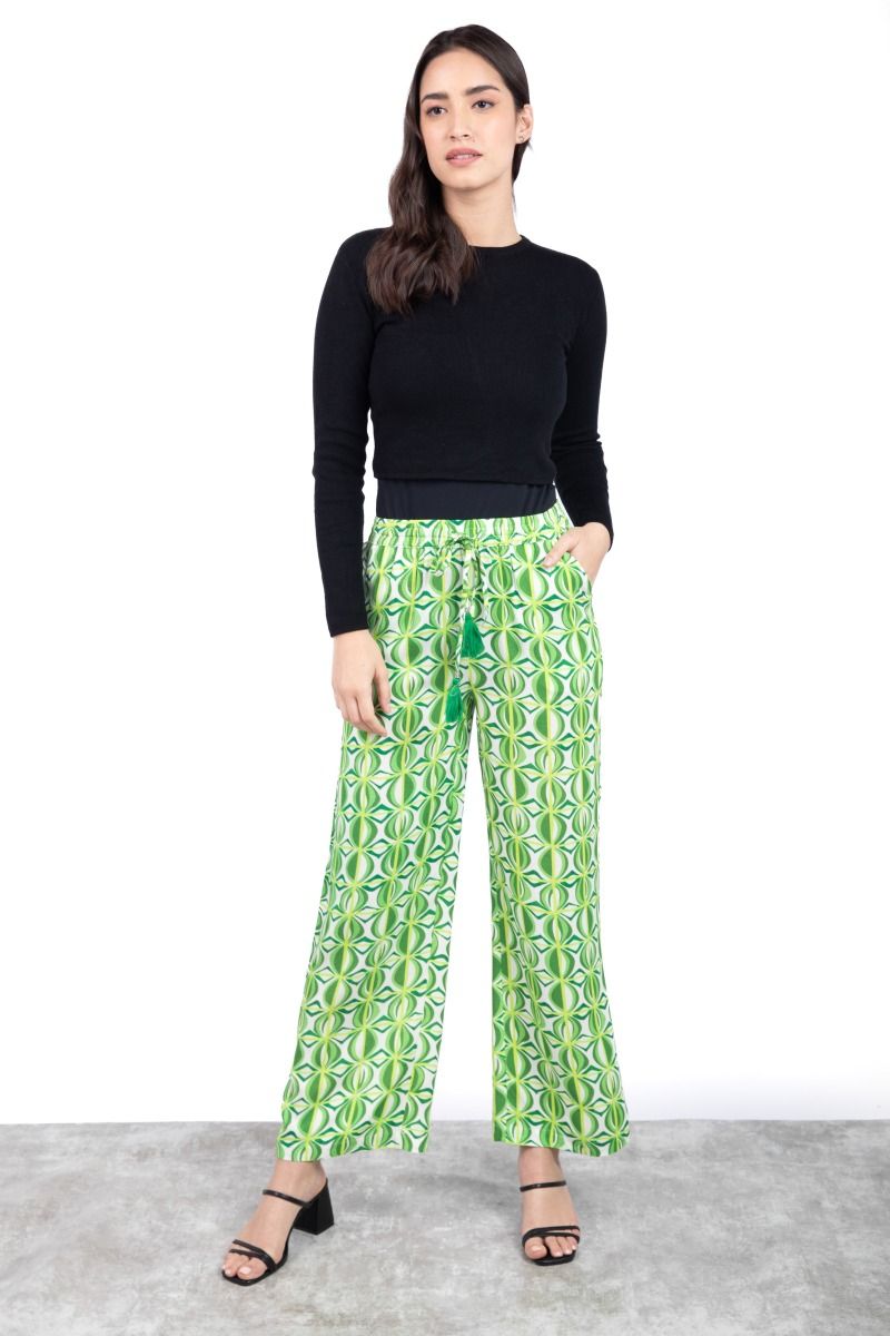 Green Loose wide fit, flair trousers