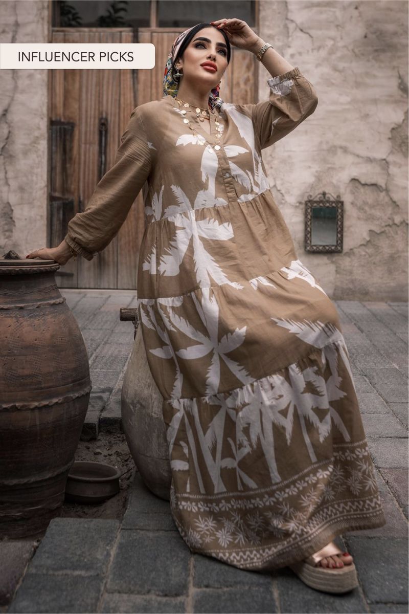 Beige White Linen Midi Dress with Lining