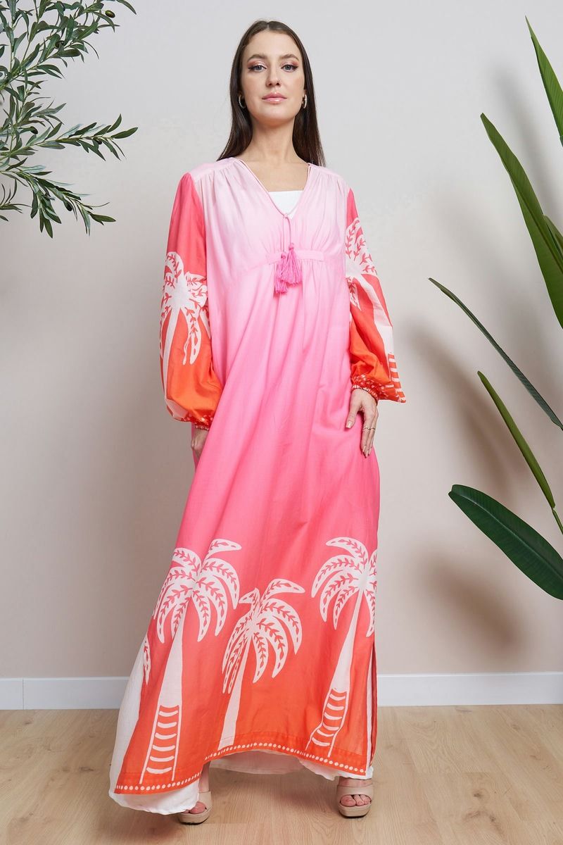 Ombre Printed Kaftan Dress with Inner