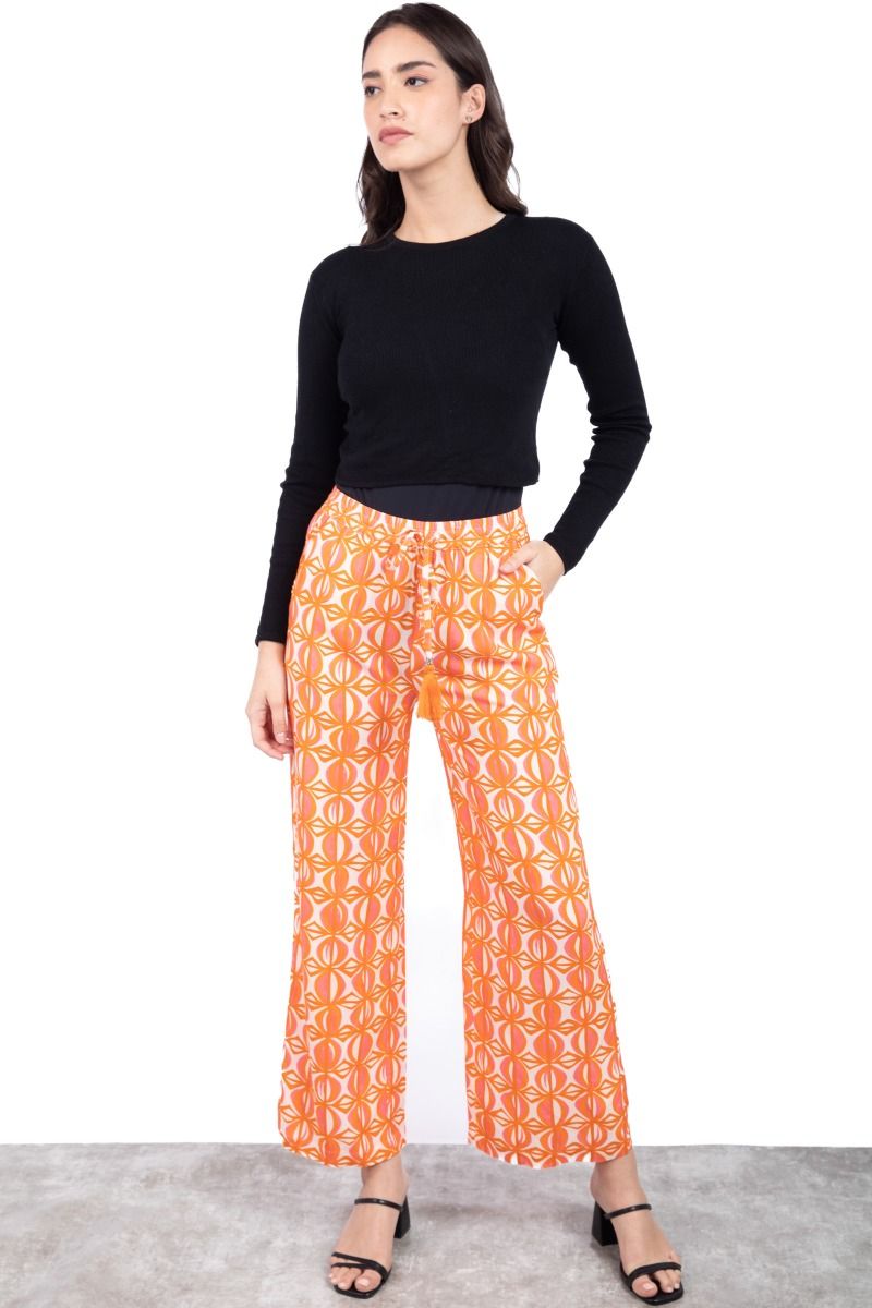 Orange Loose wide fit, flair trousers