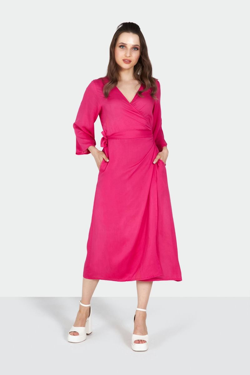 Pink Midi Beach Cover Up Dress