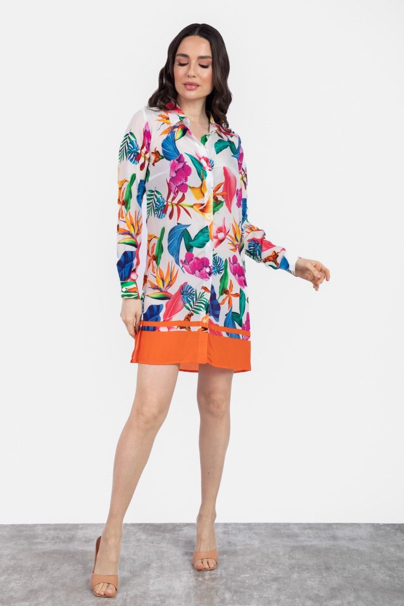 Multicolor Straight Fit Printed Shirt Dress