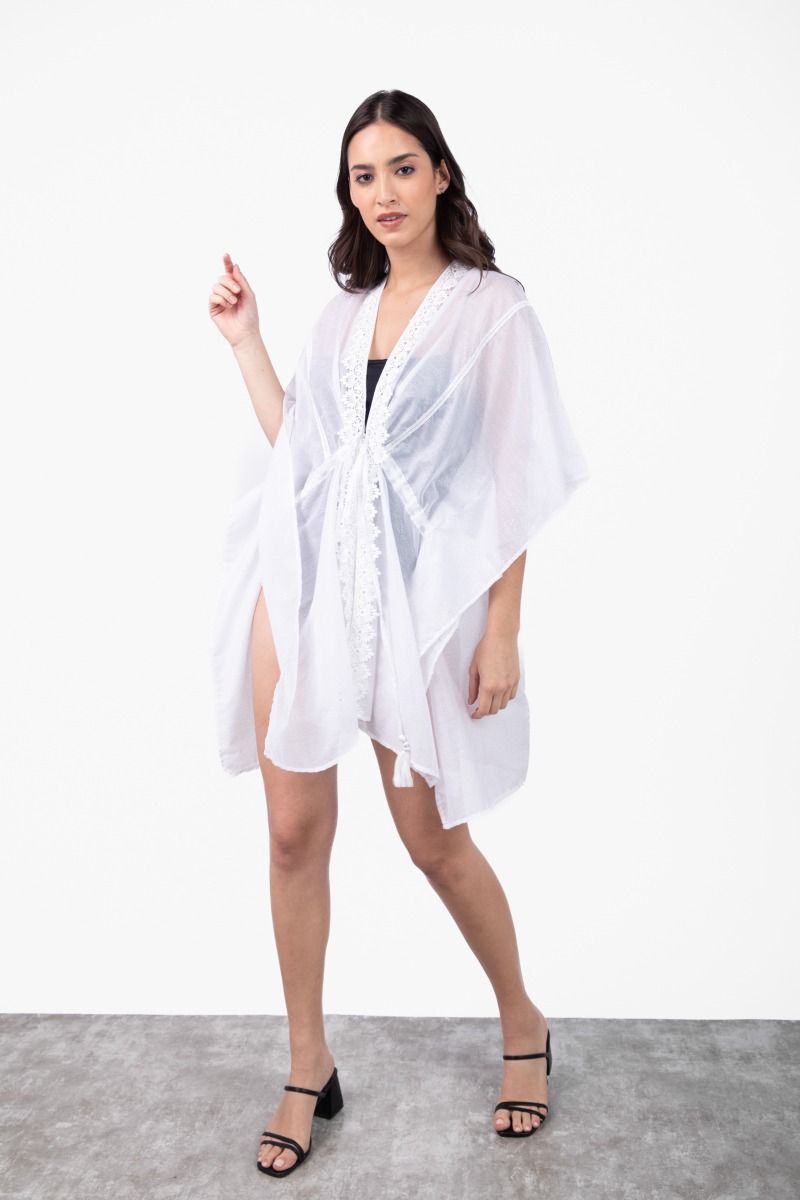 Sheer White Relaxed Fit Cover Up