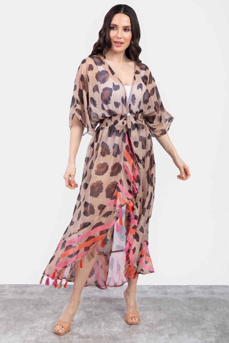 Animal Printed Front Tie Cover Up