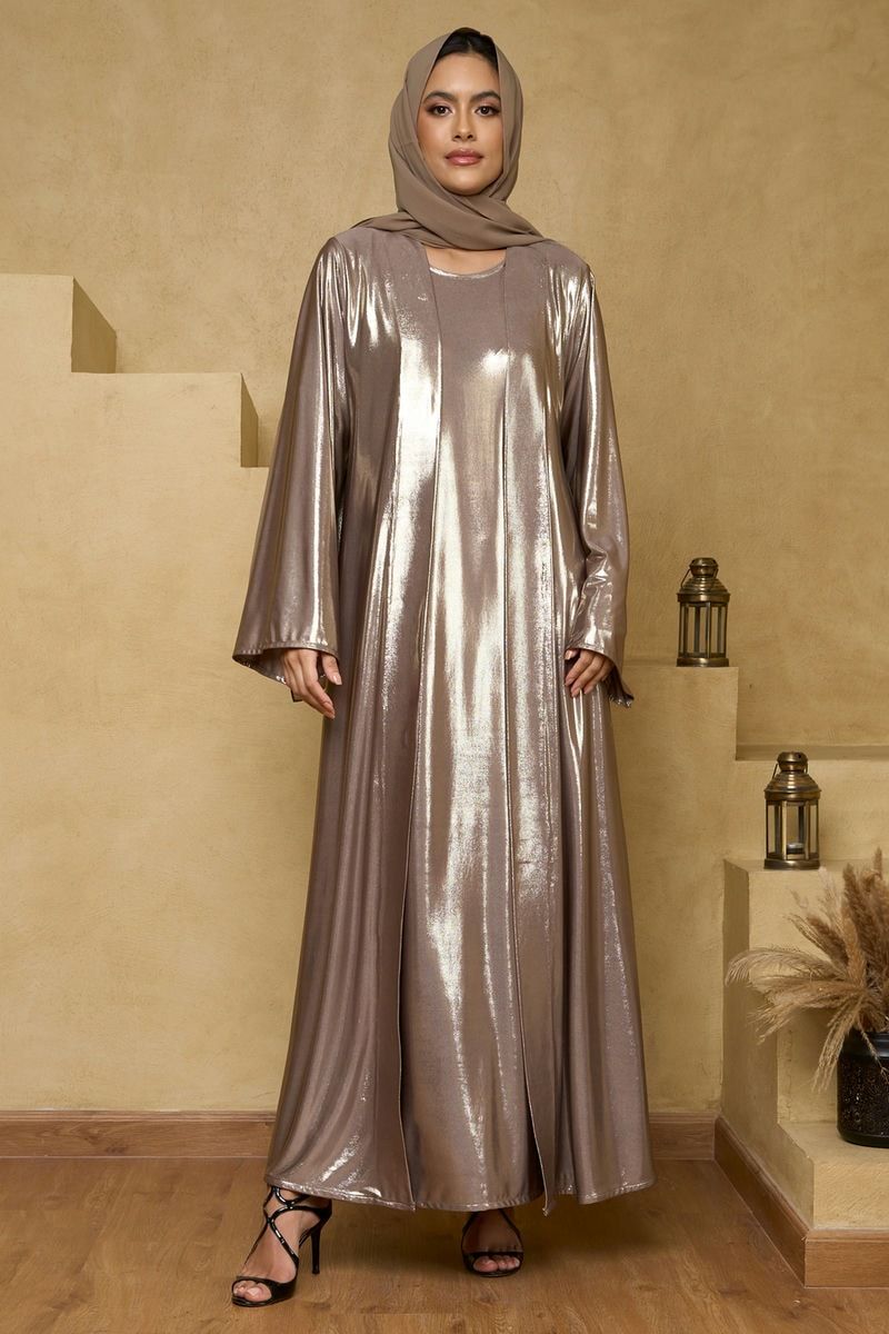 Golden Lurex Abaya with Sheila 