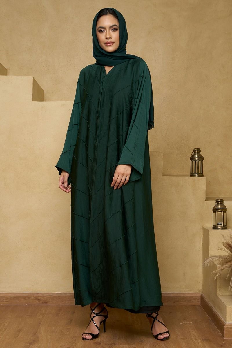 Green Pintuck Abaya with Sheila