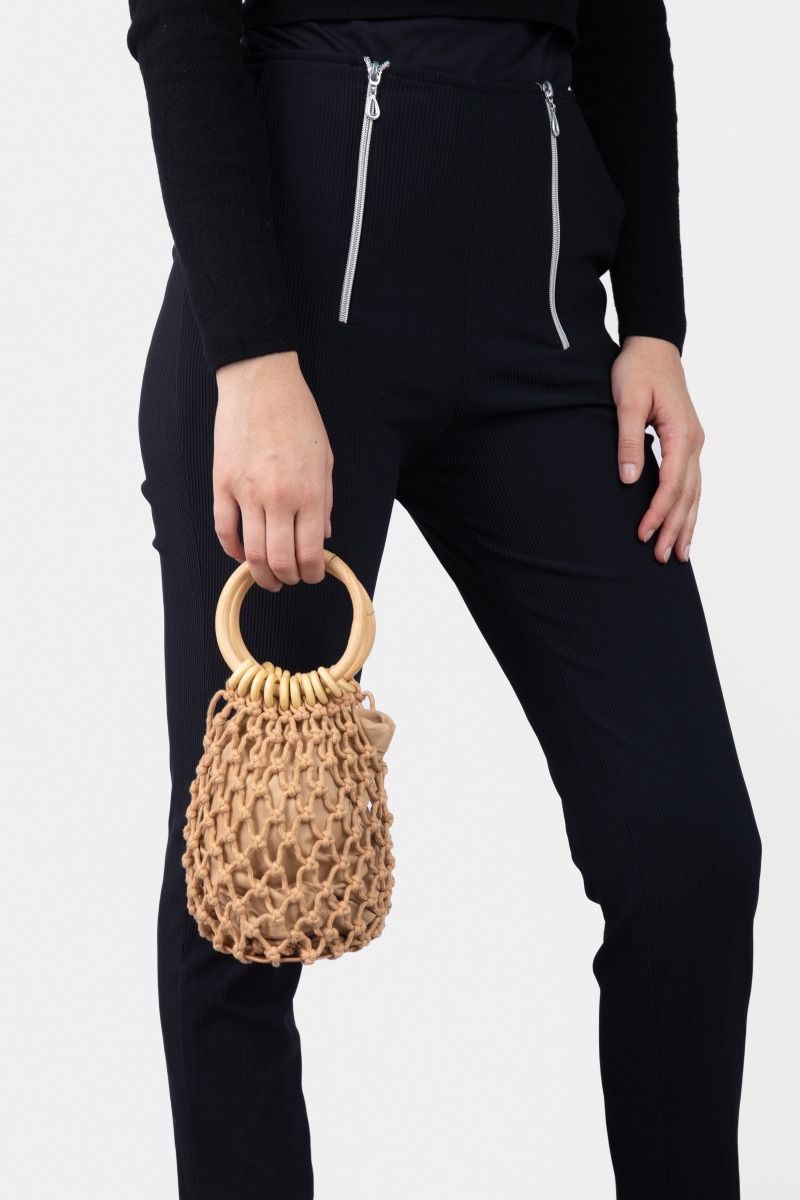 Light Brown Handheld Knit Bag