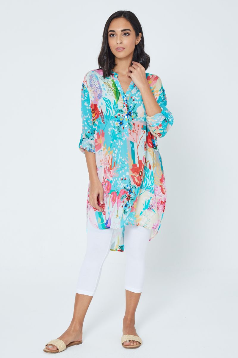 Floral Print High-Low Tunic