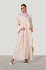Cream V-Neck Formal Abaya